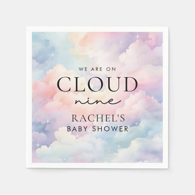 Dreamy Pastel Cloud Nine Baby Shower Pappersservett (Framsidan)