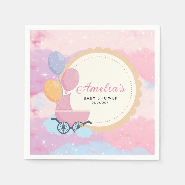 Dreamy Pastel Clouds Baby Shower Pappersservett (Framsidan)