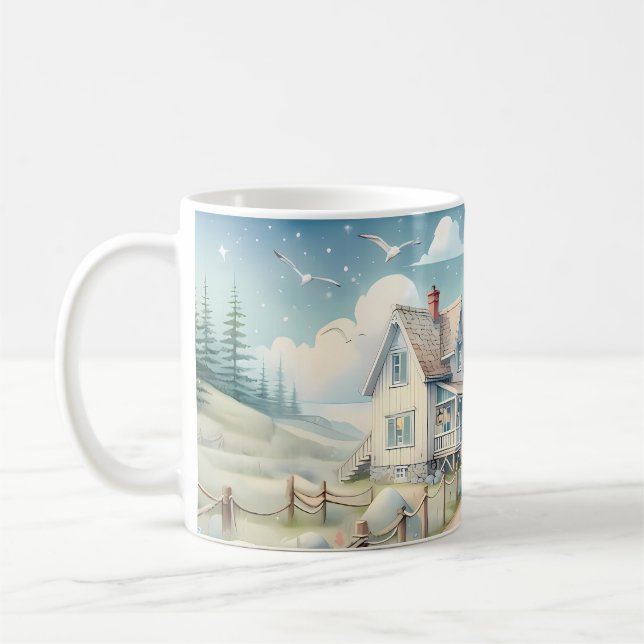 Dreamy Pastel Lighthouse vid Sea Kaffemugg (Vänster)
