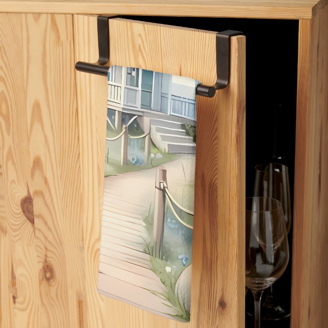 Dreamy Pastel Lighthouse vid Sea Kökshandduk (Thirds Fold)