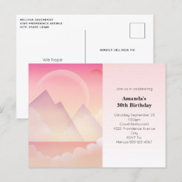 Dreamy Pastel Mountain Landcape Birthday Inbjudan
