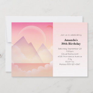 Dreamy Pastel Mountain Landcape Birthday Inbjudningar