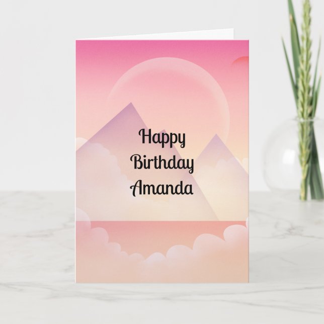 Dreamy Pastel Mountain Landcape Birthday Kort (Framsida)
