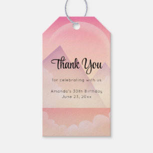 Dreamy Pastel Mountain Landscape Party Tack Presentetikett