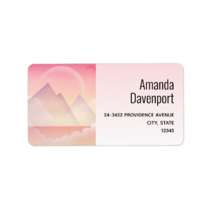 Dreamy Pastel Mountain Ligcape Adress Adressetikett