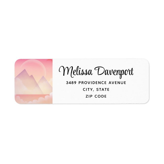 Dreamy Pastel Mountain Ligcape Adress Returadress Etikett (Framsidan)