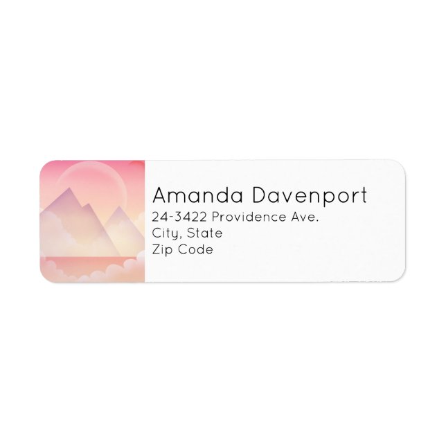 Dreamy Pastel Mountain Ligcape Adress Returadress Etikett (Framsidan)