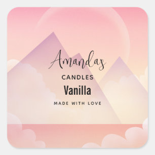 Dreamy Pastel Mountain Ligcape Candle Business Fyrkantigt Klistermärke