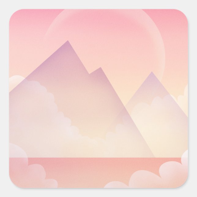 Dreamy Pastel Mountain liggande Fyrkantigt Klistermärke (Framsida)