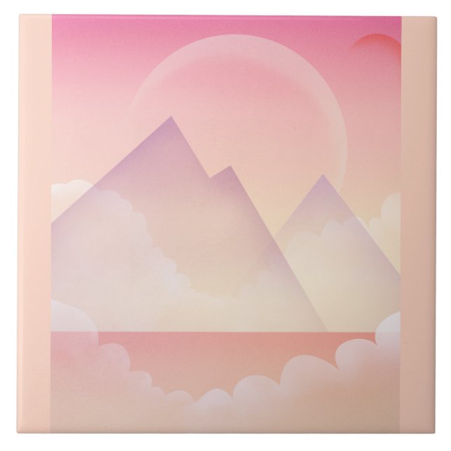 Dreamy Pastel Mountain liggande Kakelplatta (Framsidan)