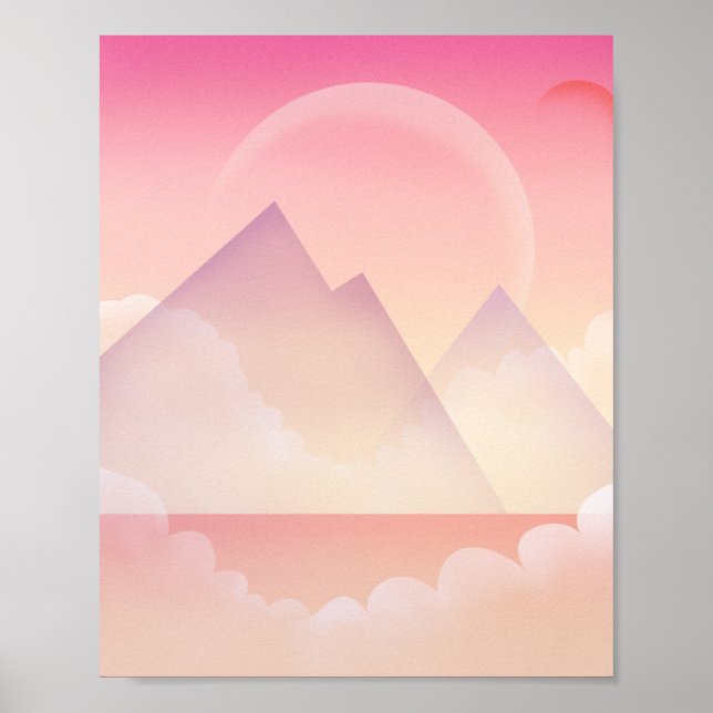 Dreamy Pastel Mountain liggande Poster (Framsidan)