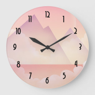 Dreamy Pastel Mountain liggande Stor Klocka