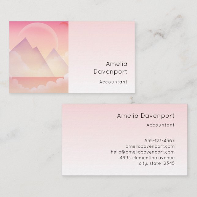 Dreamy Pastel Mountain liggande Visitkort (Fram/baksida)