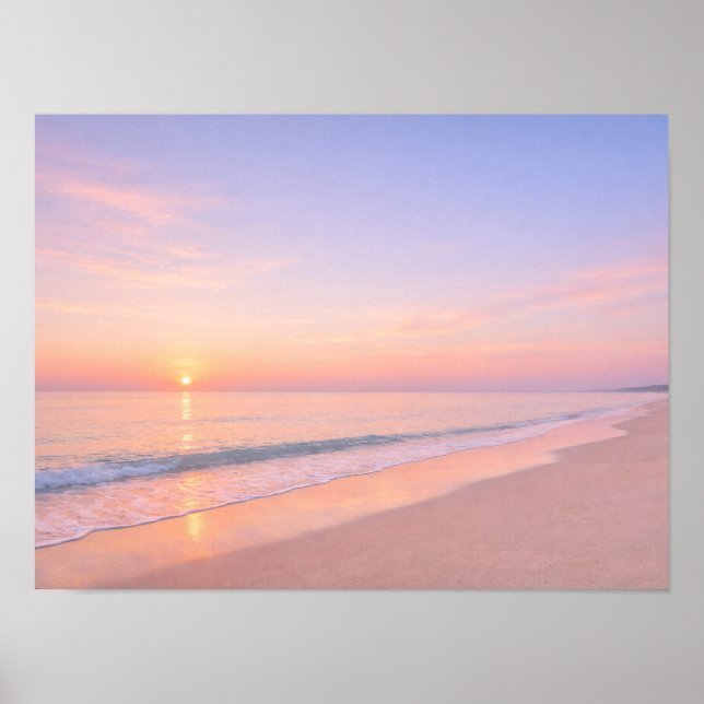 Dreamy Pastel Pink Beach Sunrise Coastal Poster (Framsidan)