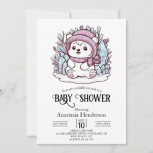 Dreamy Pastel Polar Bear Digital Baby Shower Inbjudningar