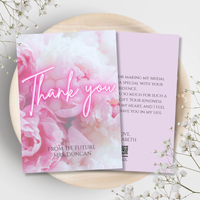 Dreamy Pastel Rosa Peonies Blommigt - tack för dit Julkort (Skapare uppladdad)
