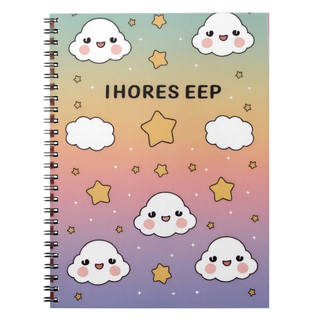 “Dreamy pastel, soft clouds, stars, notebook cover Anteckningsbok (Framsidan)