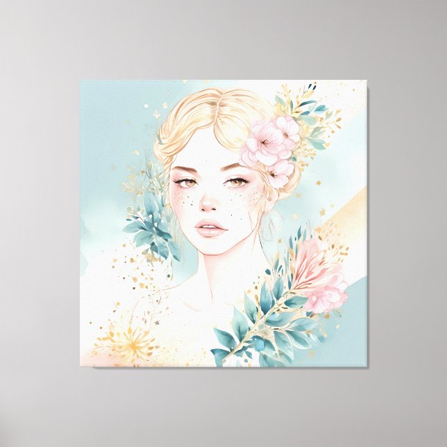 Dreamy Pastel Wall Art Woman Canvastryck (Framsida)