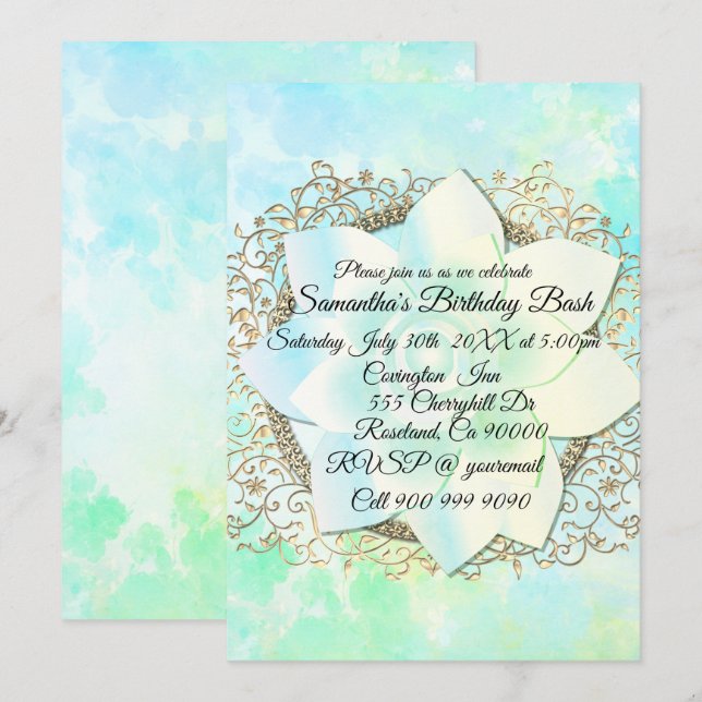 Dreamy Pastels Lotus Flower Inbjudningar (Fram/baksida)