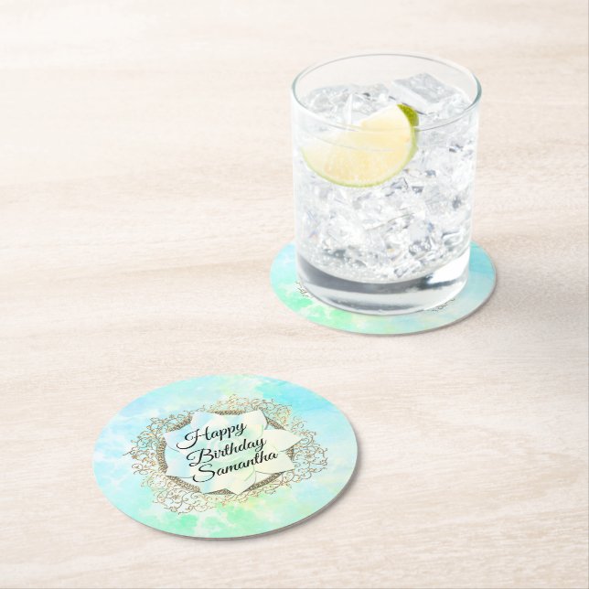 Dreamy Pastels Lotus Flower Personlig Birthday Underlägg Papper Rund (Insitu)