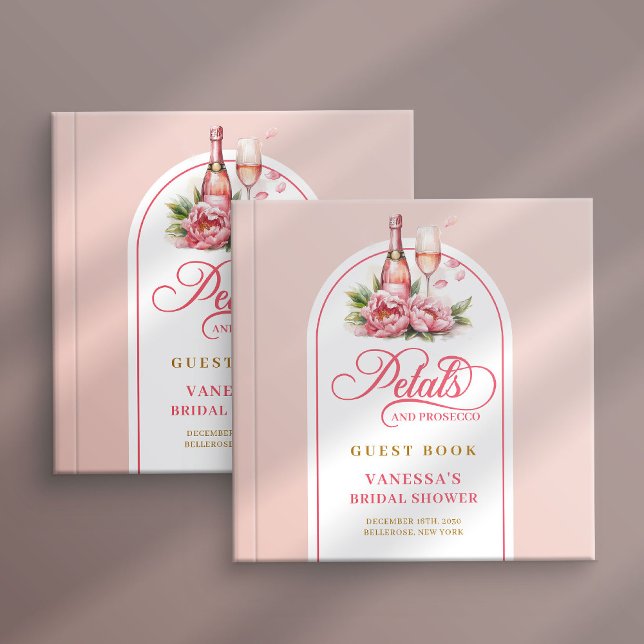 Dreamy petals and prosecco blush gold sign book gästböcker (Dreamy petals and prosecco blush gold sign book)