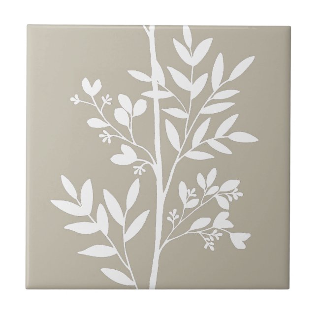 Dreamy Petals på Grenar L-vita blommor Kakelplatta (Framsidan)