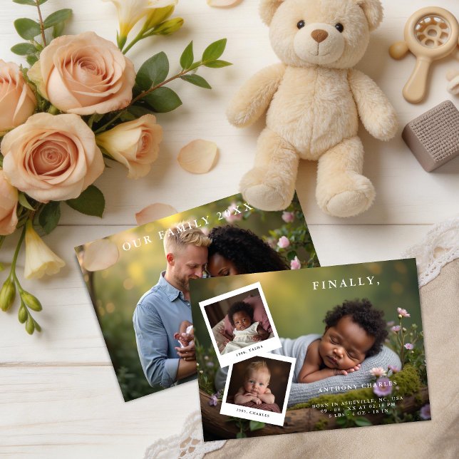 Dreamy Photo Collage Love Story Newborn  Meddelande (Dreamy Photo Collage Love Story Newborn Announcement Card Design. )