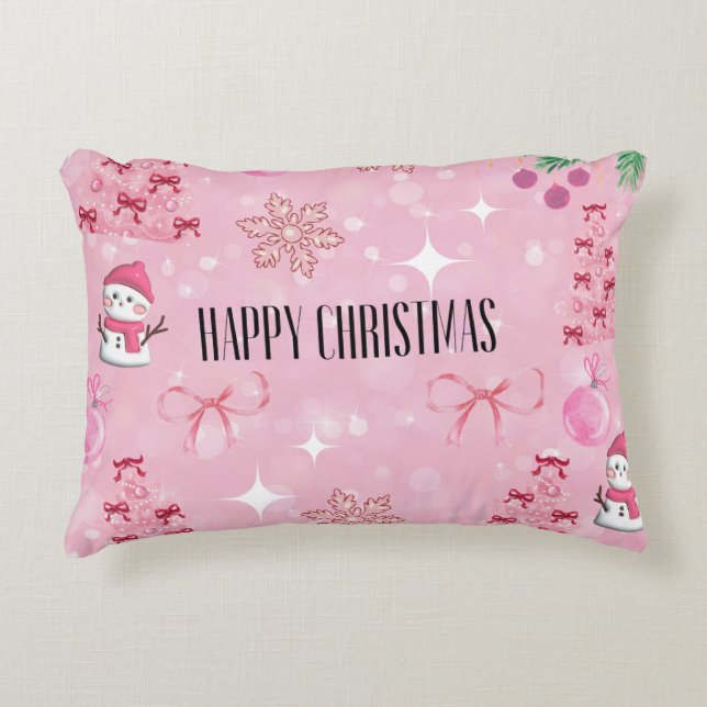 Dreamy Pink Christmas Pillow, Soft Girl Holiday❤️ Prydnadskudde (Framsidan)