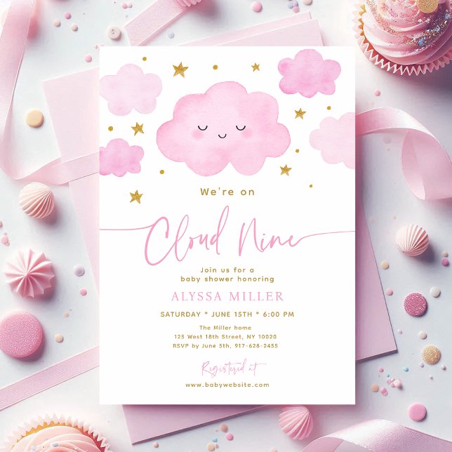 Dreamy Pink Cloud Nine Baby Shower Inbjudningar (Skapare uppladdad)