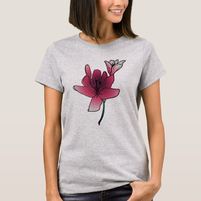 Dreamy Pink Lilies T Shirt (Framsida)