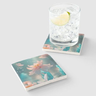 Dreamy Pink Lotus and Butterfly in Aqua Water Stenunderlägg