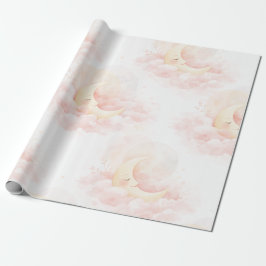 Dreamy Pink Moon Baby Shower Wrapping Paper, Cute Presentpapper