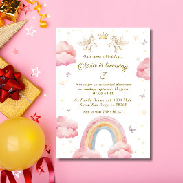 Dreamy Pink Rainbow Unicorn Birthday Inbjudningar