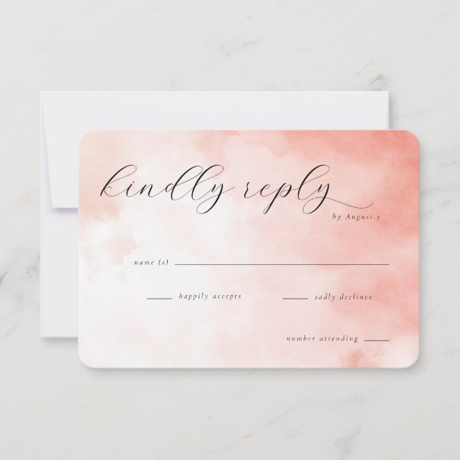 Dreamy Pink Watercolor RSVP OSA Kort (Framsida)
