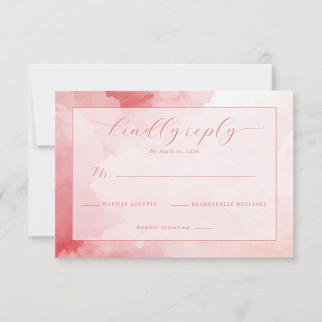 Dreamy Pink Watercolor RSVP OSA Kort (Framsida)