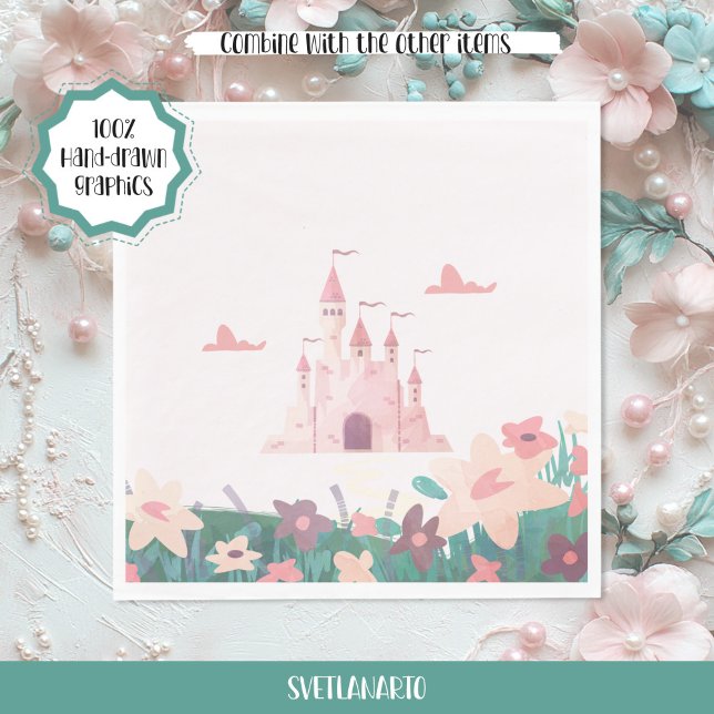 Dreamy Princess Castle Paper Napkin Pappersservett (Frontal view)