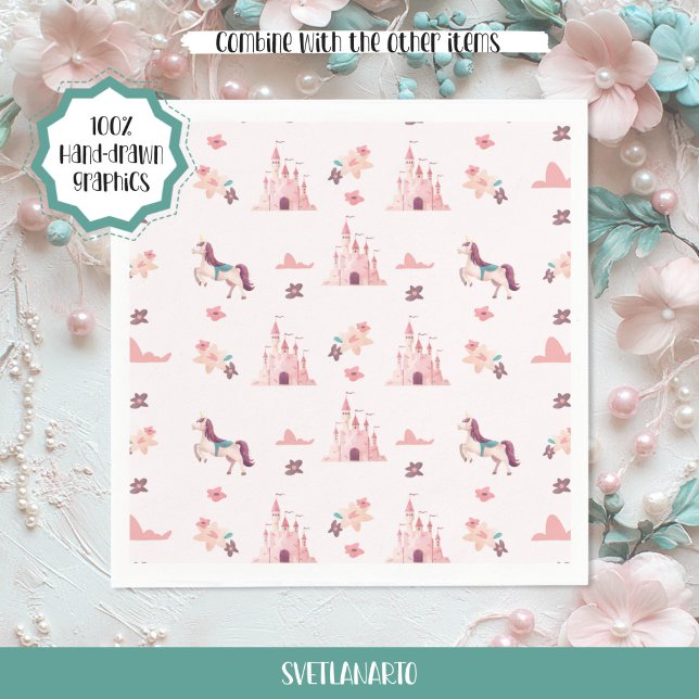 Dreamy Princess Castle Paper Napkin Pappersservett (Frontal view)