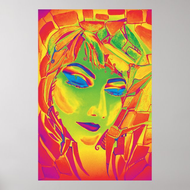 Dreamy Psychedelic Utopian Girl Poster (Framsidan)