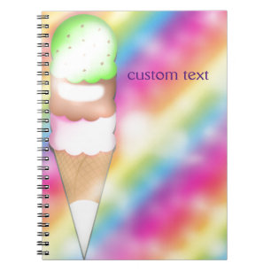 Dreamy Rainbow Ice Cream Scoop Notebook Journal Anteckningsbok Med Spiral