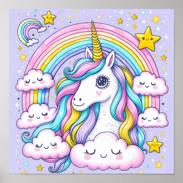Dreamy Rainbow Unicorn - A Magic Nursery Poster (Framsidan)
