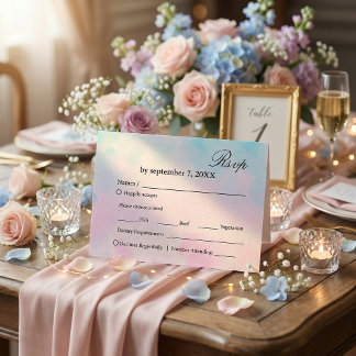 Dreamy Rainbow Unicorn watercolor Rsvp  OSA Kort