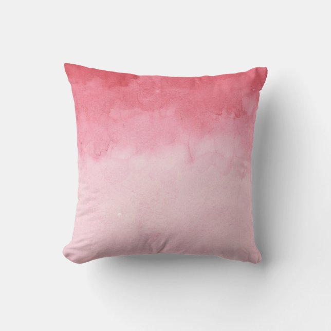 Dreamy raspberry rosa ombre girly water color kudde (Framsida)