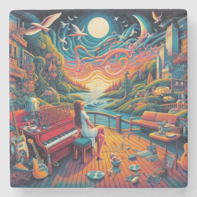 Dreamy Riverfront Harmony Stenunderlägg (Framsidan)