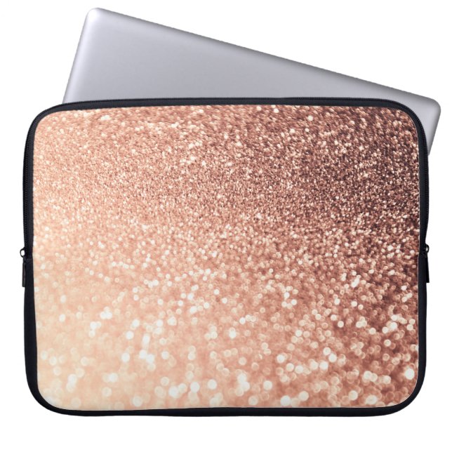 Dreamy Ro Guld Glitter - Peach Glittereffect Laptop Sleeve (Framsidan)
