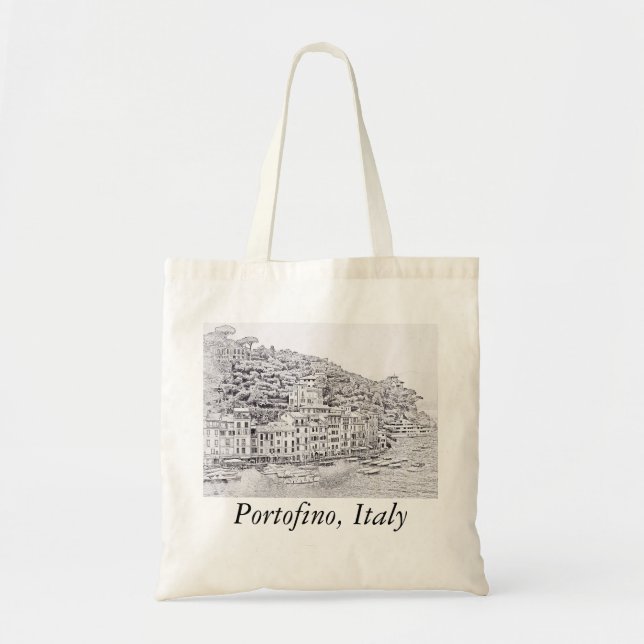 Dreamy Romantic Portofino, Italien Tote Bag Tygkasse (Framsidan)