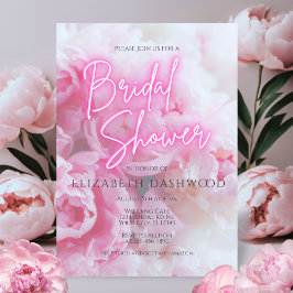 Dreamy Romantic Rosa Peonies Blommigt Möhippa Inbjudningar