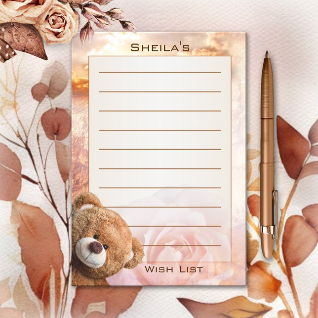 Dreamy Romantic Wish List Bear Post-it Notes (Skapare uppladdad)