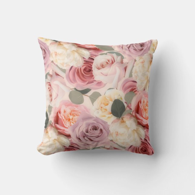 Dreamy Rosa Blommigt Elegant Shabby chic Ro Kudde (Framsida)