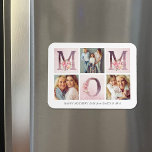 Dreamy Rosa Blommigt MAMMA Photo Collage Mors dag Magnet<br><div class="desc">Anpassningsbarna skrev ut Mors dag-personligen med ditt foto och din text. Den här söten har MAMMA brev som dekorerats med vattenblommor av elegant rosa som blandas med en ram av dina 3-anpassningsbars foton. Lägg till ditt personliga Mors dag-budskap till mamma, mormor eller andra speciella mor figur i ditt liv. Använda...</div>