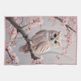 Dreamy Rosa Cherry Blommar Uggla Kökshandduk